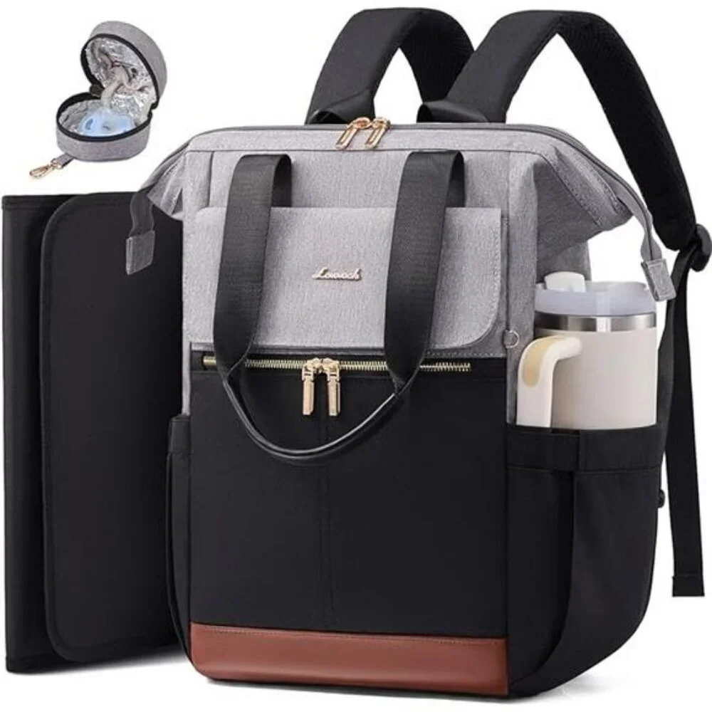 Large Waterproof Diaper Bag Backpack Tote with Insulated Pockets Baby Travel Bag